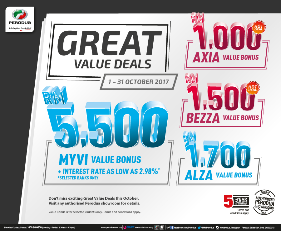 Great Value Deals 1 – 31 October 2017